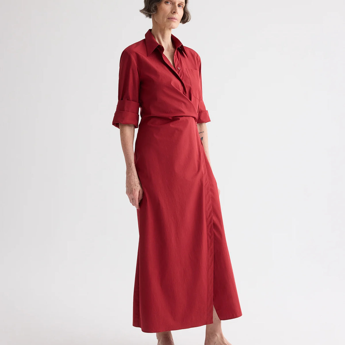 earl silk dress TWP Women's New Earl Dress in Superfine Cotton Shirting - Midnight