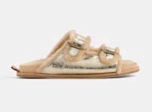 Croquel' leather sandals with buckles in Platino